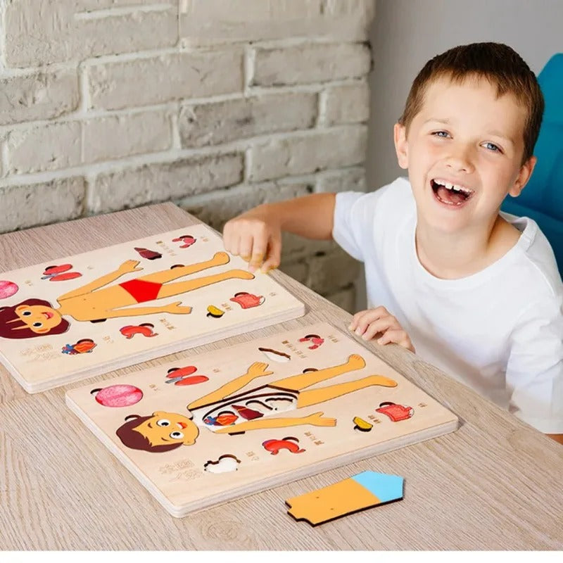 Kids Montessori Body Parts Puzzle Board